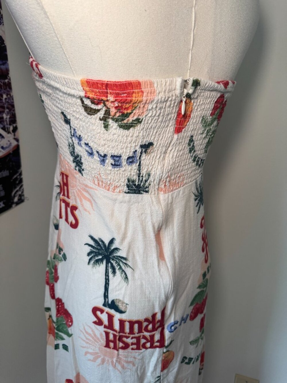 Paper Heart Midi Fresh Fruits Cream and Colorful Dress with Back Slit - Picture 8 of 13